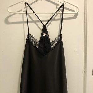 Black Satin Lace Top